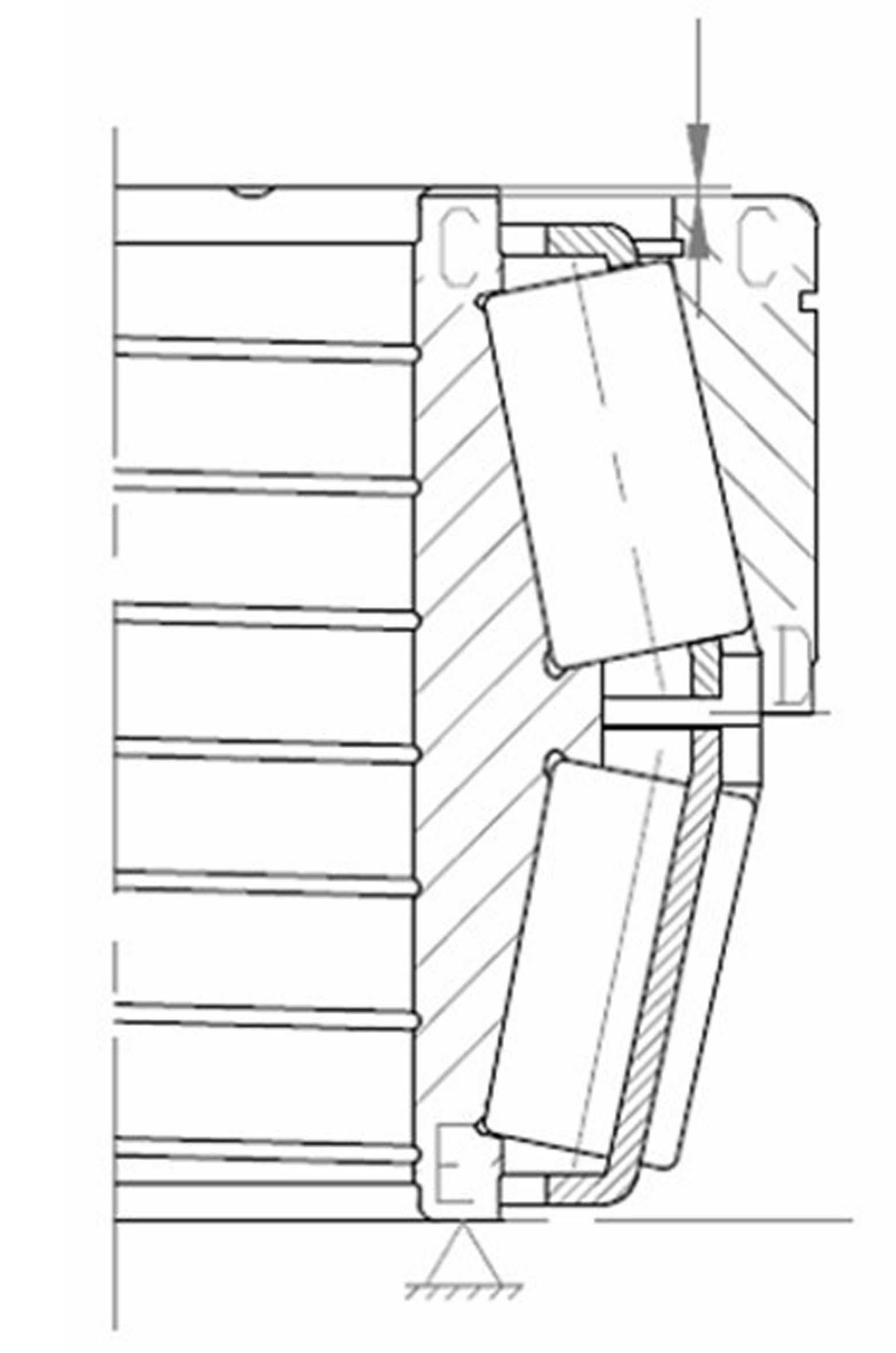 Method for fitting and measuring axial clearance of spacer-free four-column tapered roller bearing