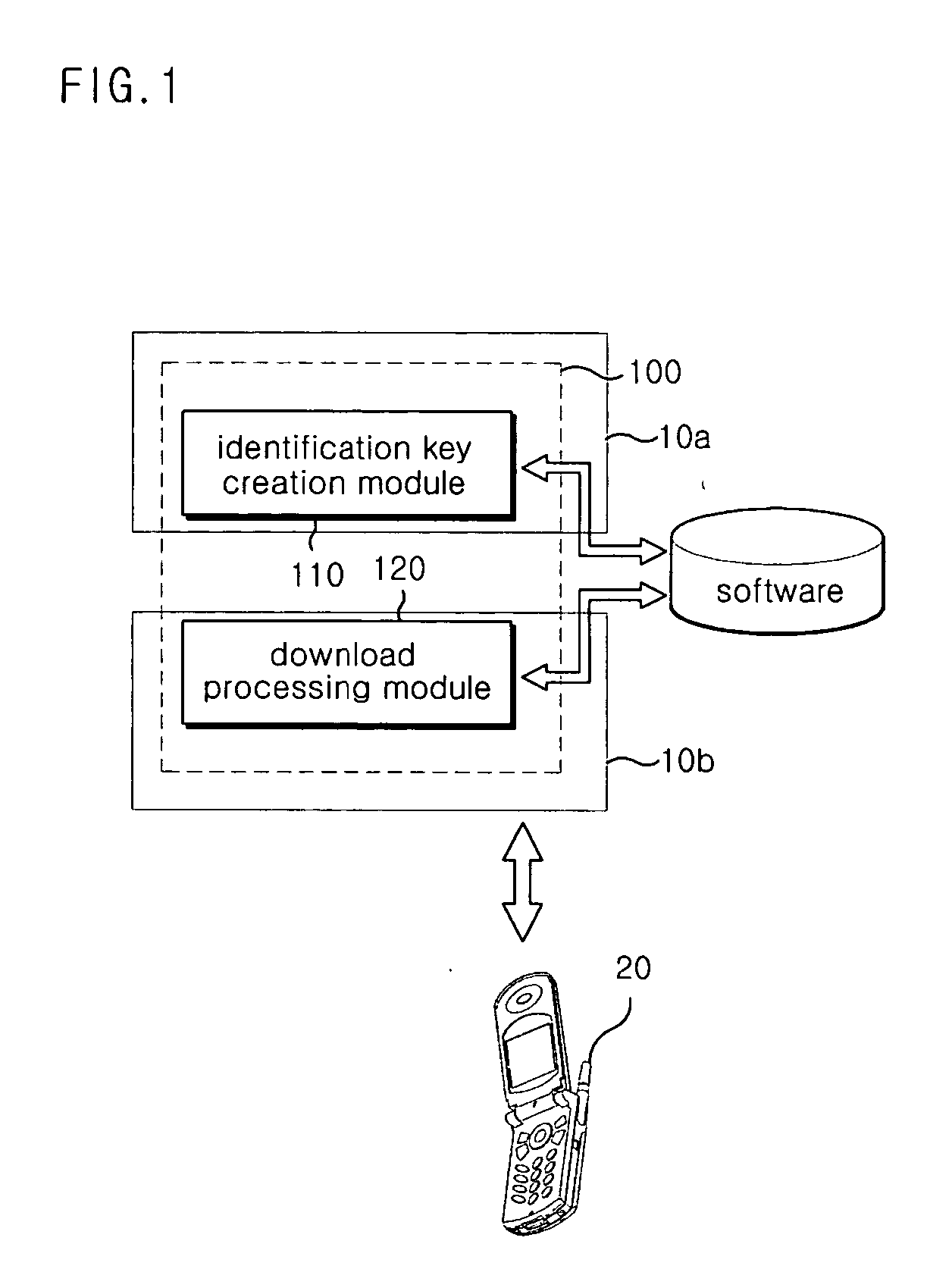 Communication terminal and communication network for partially updating software, software update method, and software creation device and method therefor