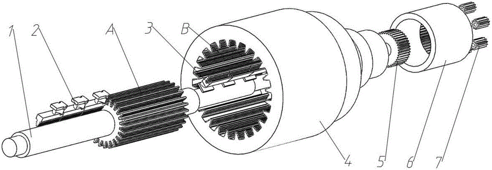 Integrated multistage axial flow contrarotating turbine structure