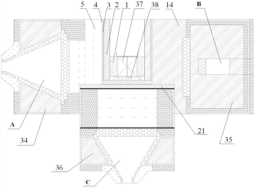 A stack of anti-cancer nuclide neutron knives in a three-irradiated block layout