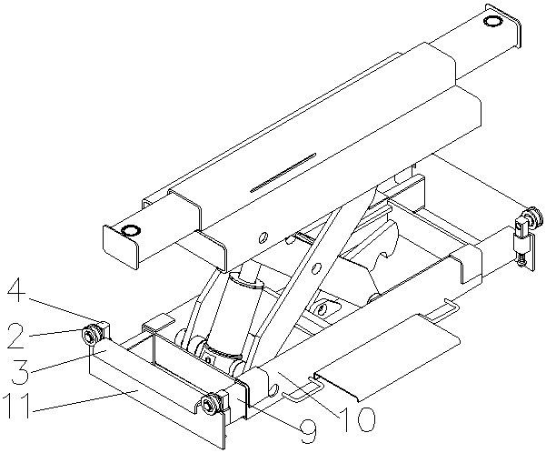 A scissor lift traveling mechanism for secondary lifting