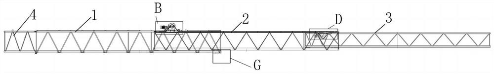 Crossing frame telescopic main arm and double-arm telescopic push type crossing frame