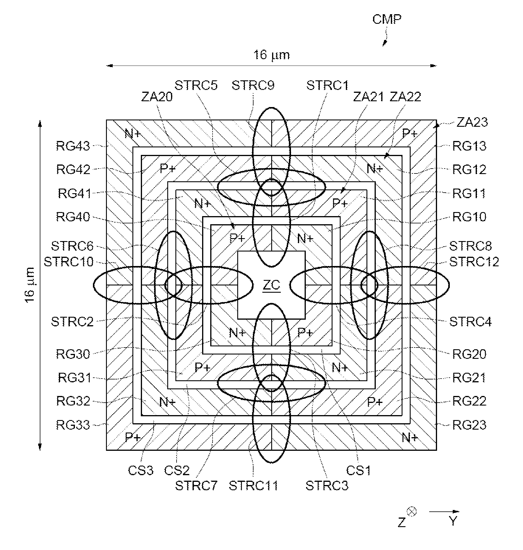 Electronic Device for Protection against Electrostatic Discharges, with a Concentric Structure