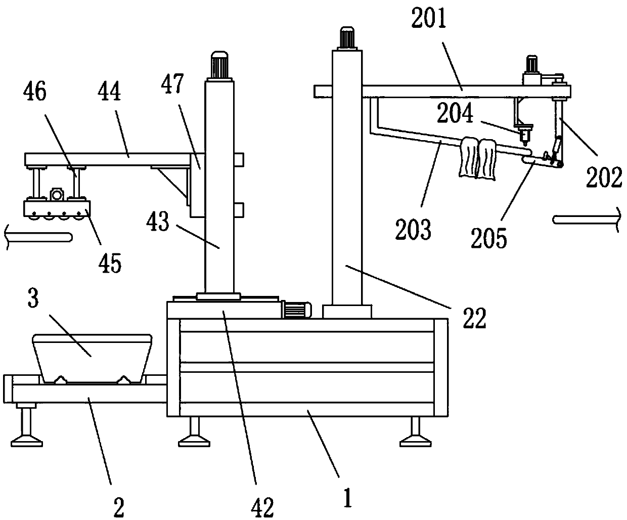 Towel replacing and recycling integrated machine