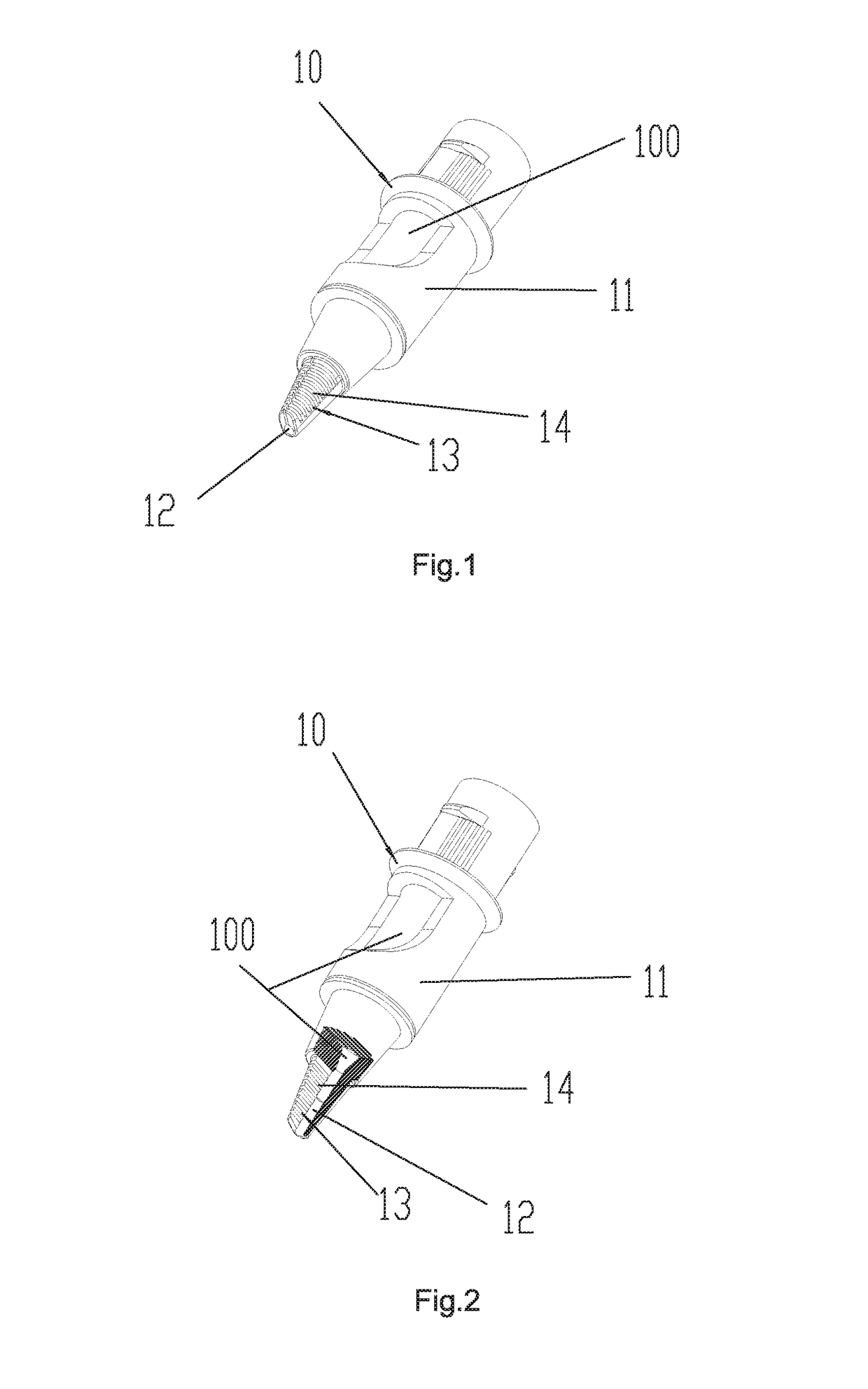 Tattoo needle tip with capillary ink reservoir and combined device thereof