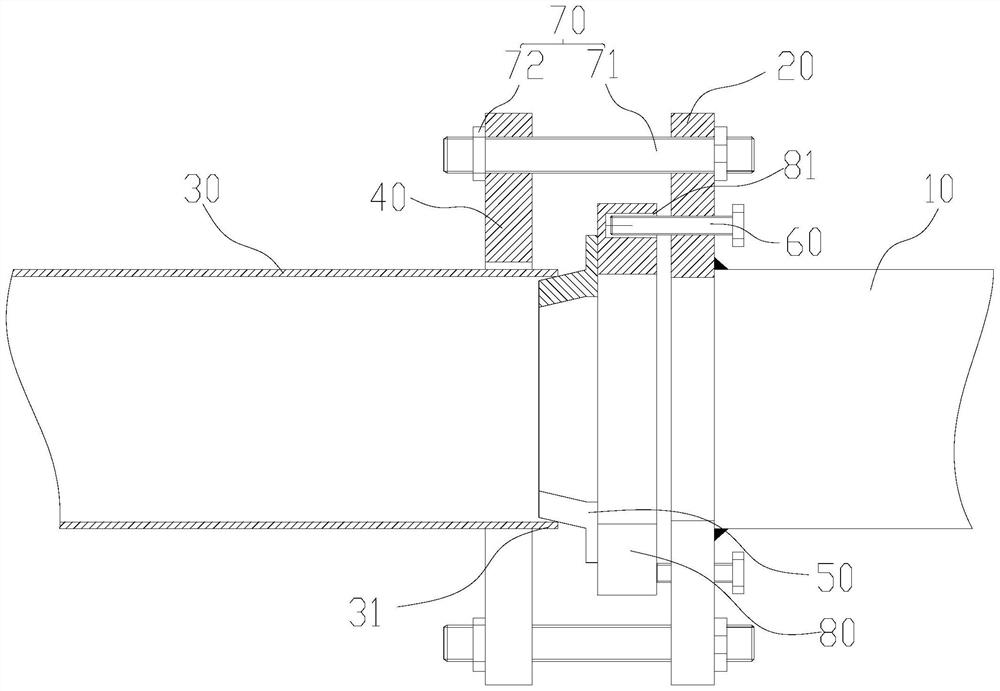 Flange installation device and method