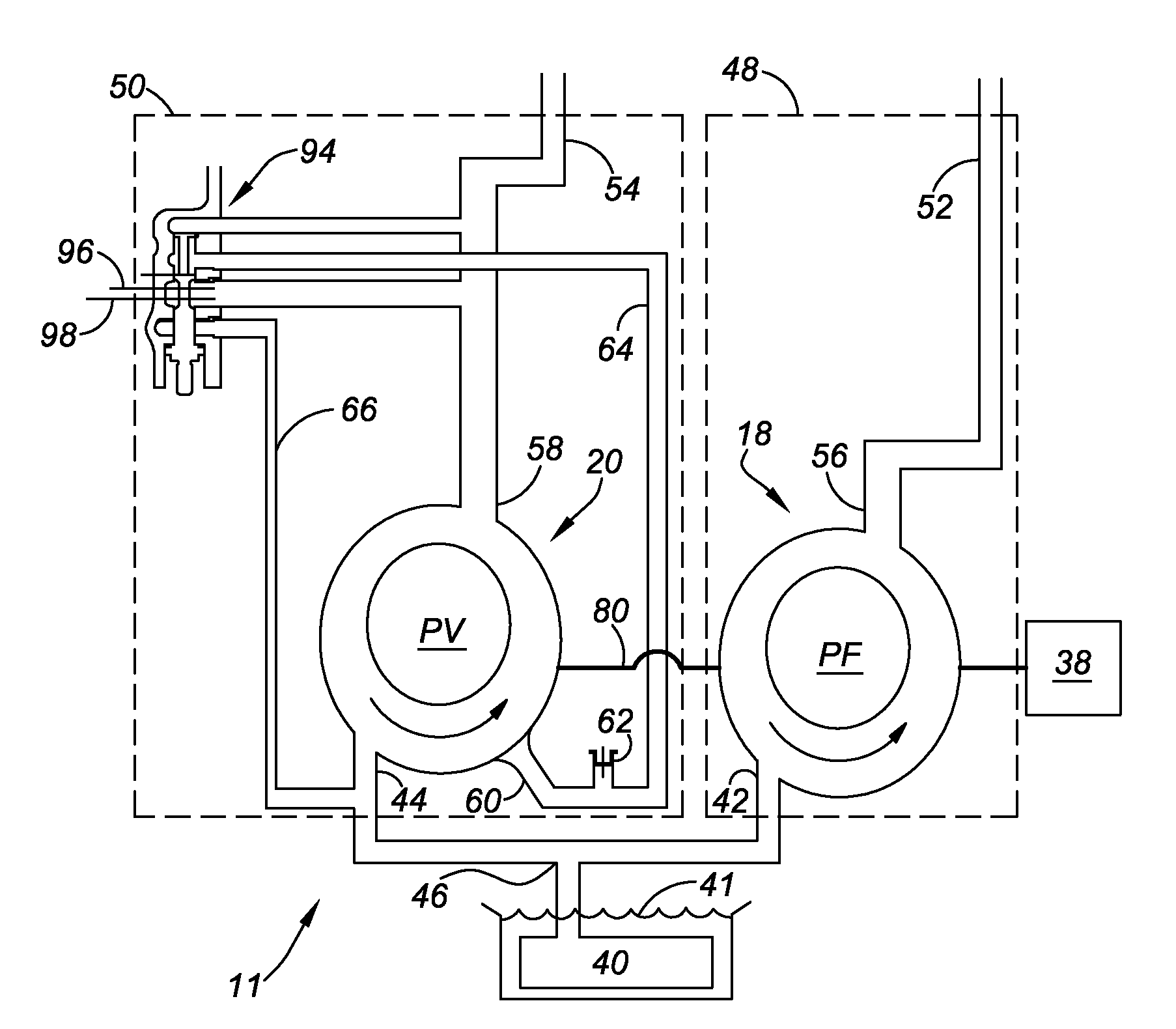 Split-Pressure Dual Pump Hydraulic Fluid Supply System for a Multi-Speed Transmission and Method