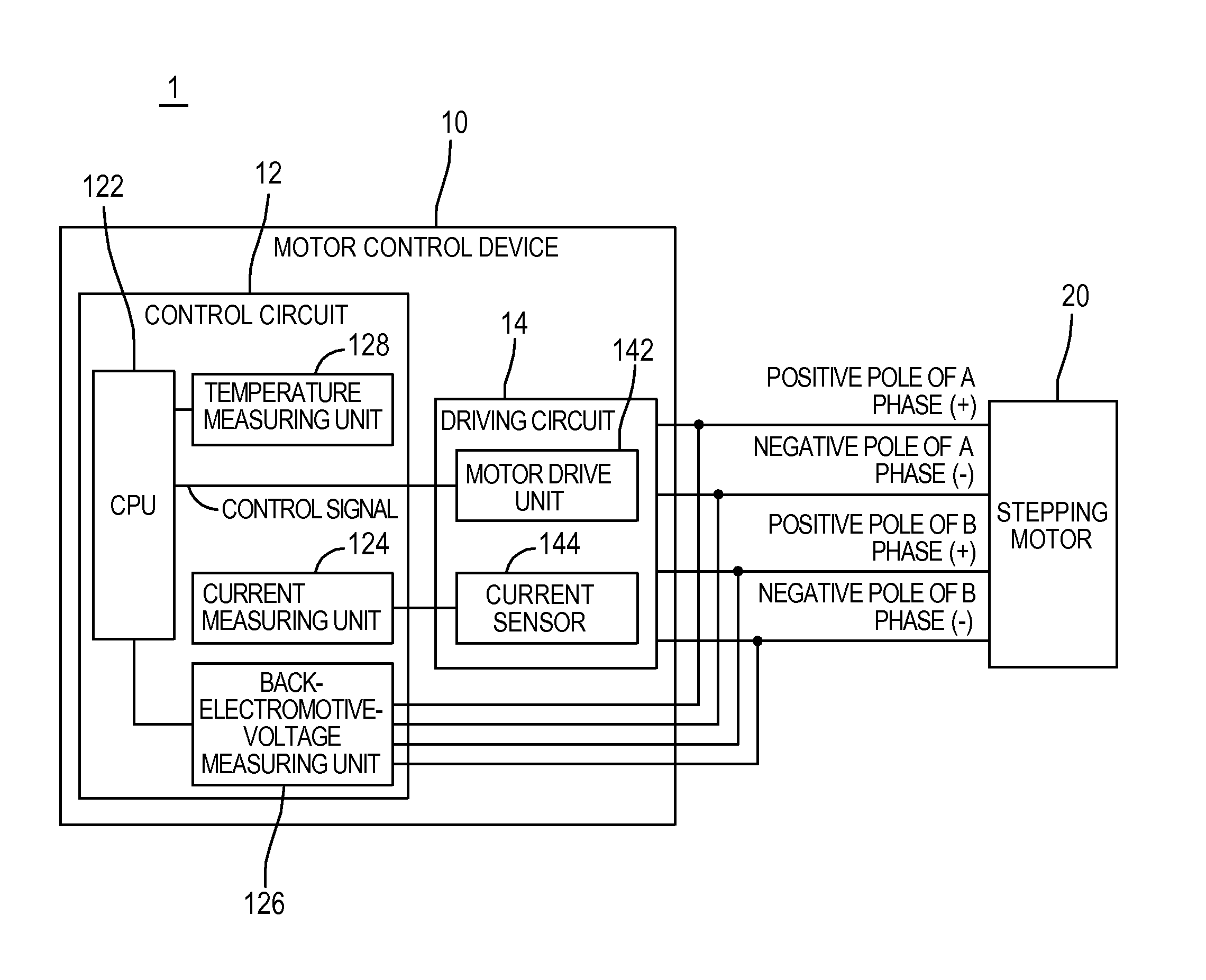 Motor control device and out-of-step detecting method of stepping motor