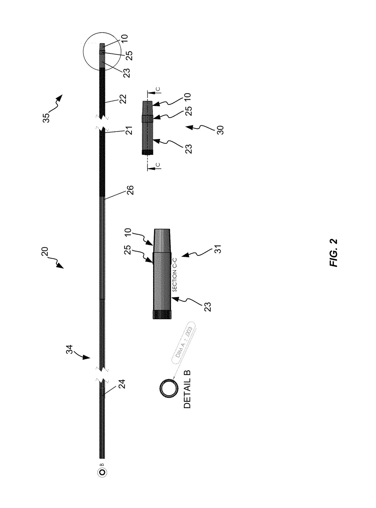 Elastic tip for an adjustable length angioplasty balloon sheath