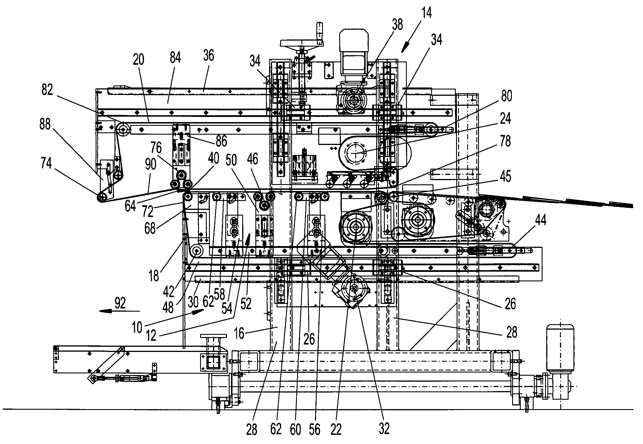 Device for stacking flat products