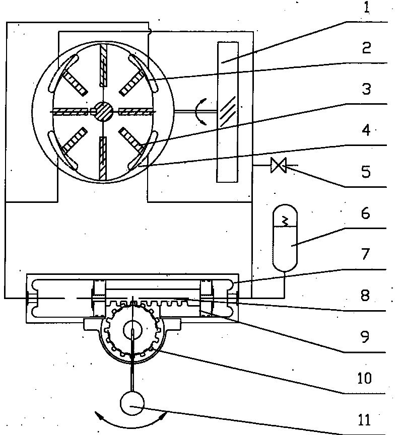 Hydraulic energy-storing flywheel swing and oscillation absorber