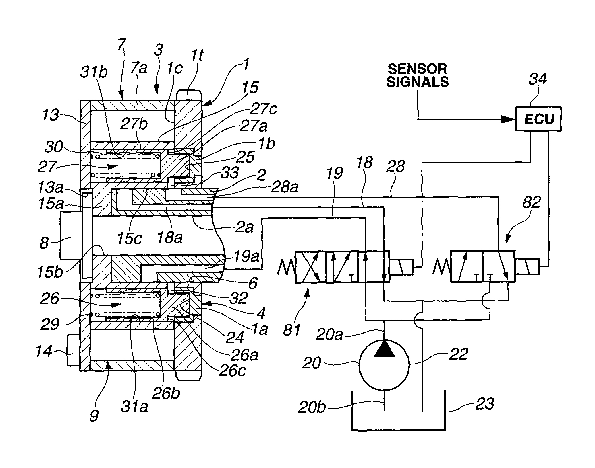 Hydraulic control unit for use in valve timing control apparatus and controller for hydraulic control unit