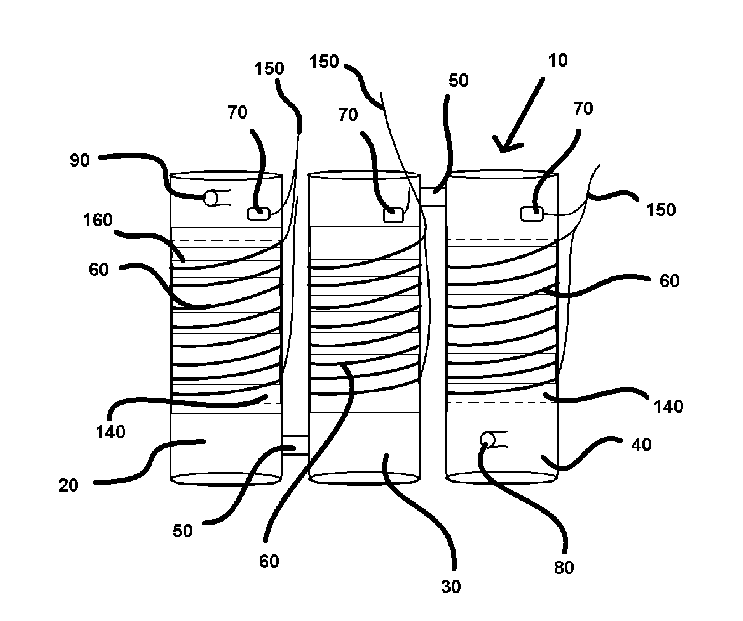 Series of Tanks That Forestall Mixing Fluids of Non-homogeneous Temperatures