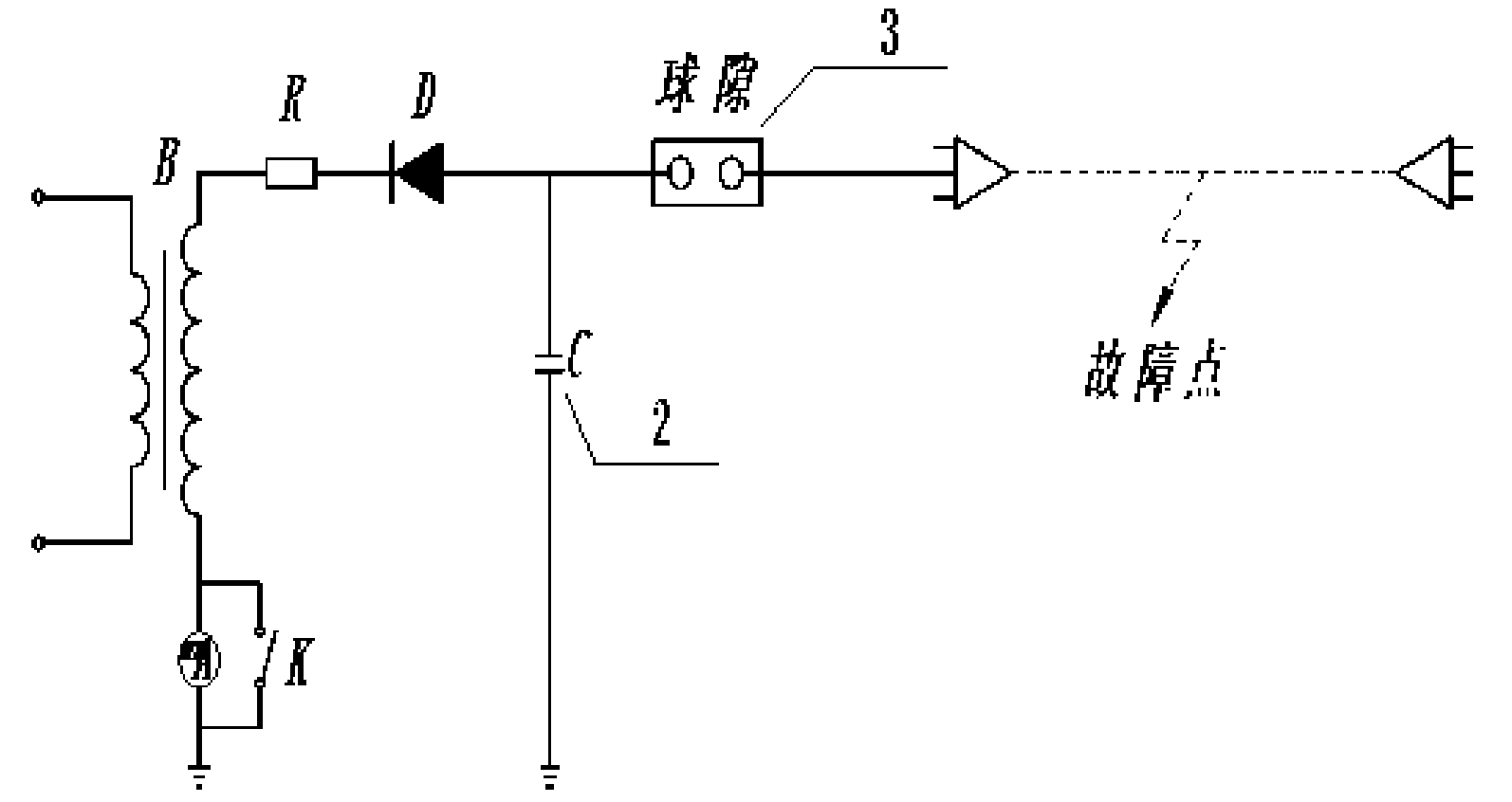 Cable fault diagnosis device for direct current (DC) impulse voltage generator