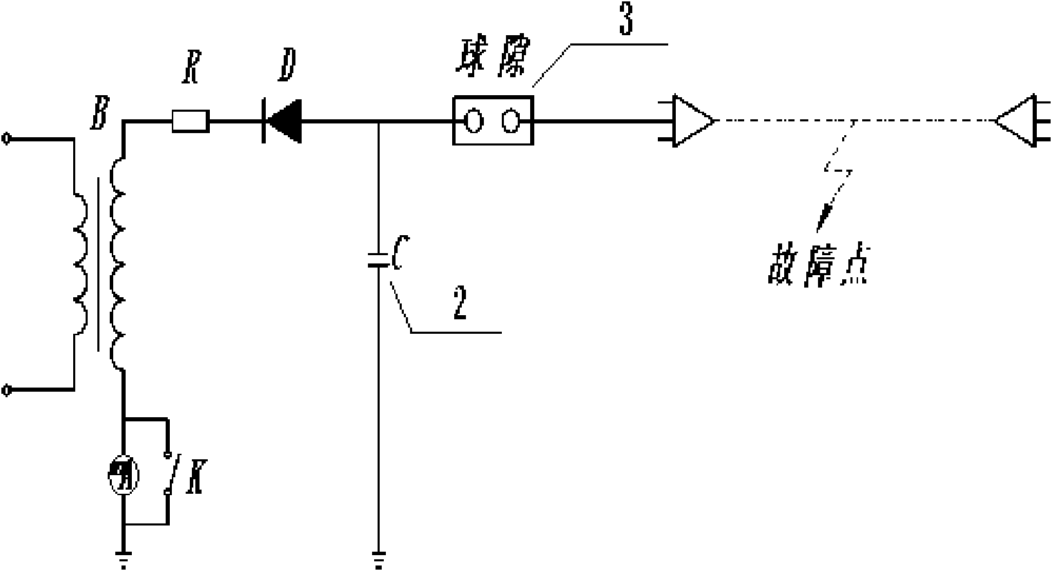 Cable fault diagnosis device for direct current (DC) impulse voltage generator