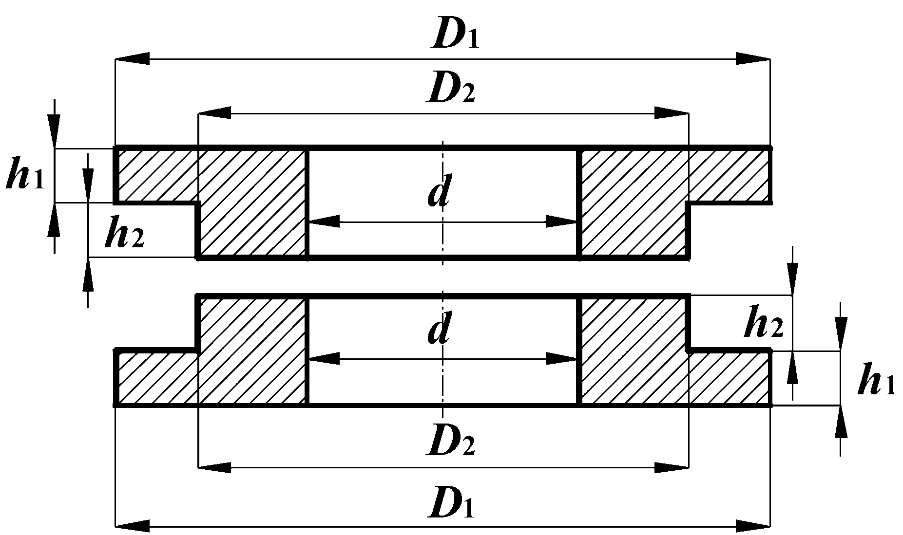 Symmetrical composite roll forming method of external step ring with thick wall and small hole