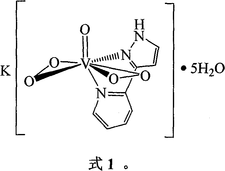 2-peroxo-vanadium-potassium salt complex, its preparing method and mono-crystal culture