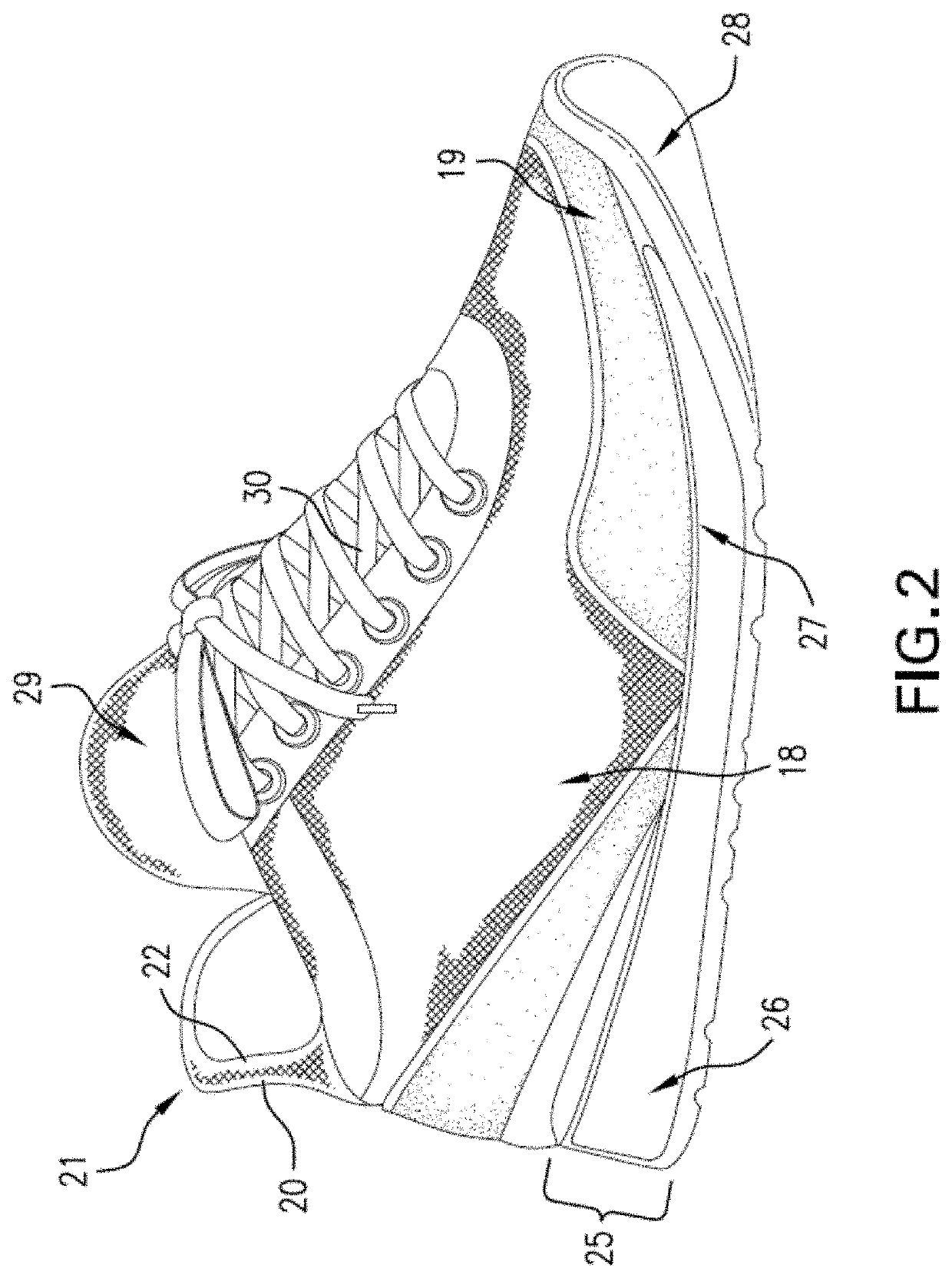 Vertically lapped nonwoven in footwear