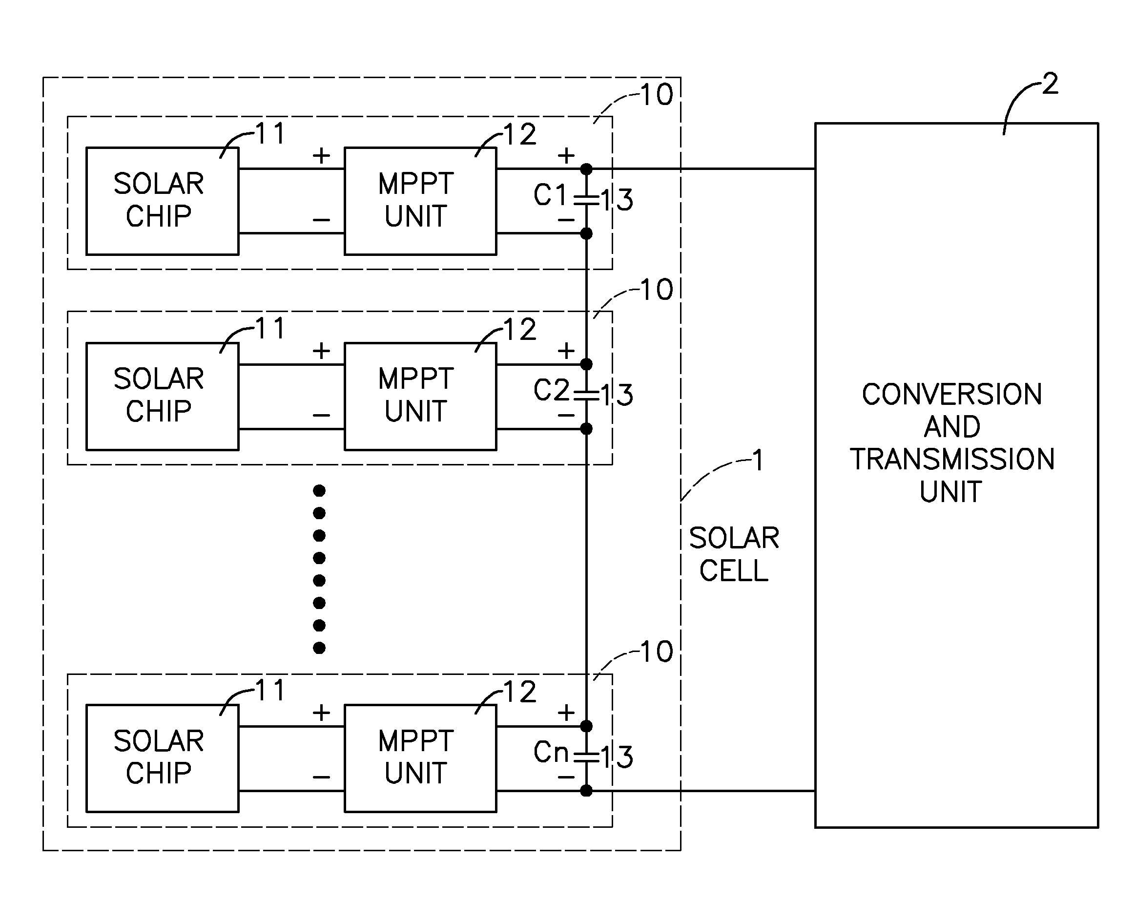 Solar generator and solar cell thereof distributively performing maximum power point tracking