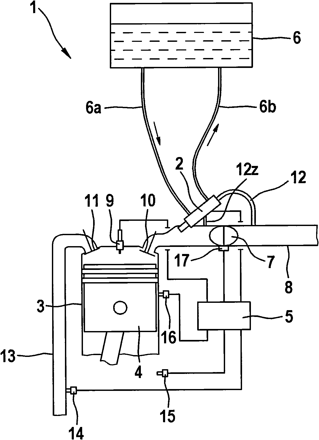 Compact injection device with reduced tendency to form vapor bubbles