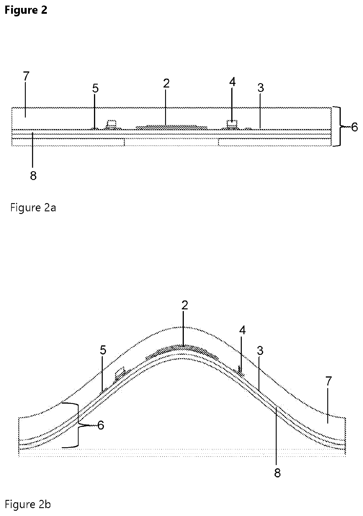 Curved functional film structure and method for producing same