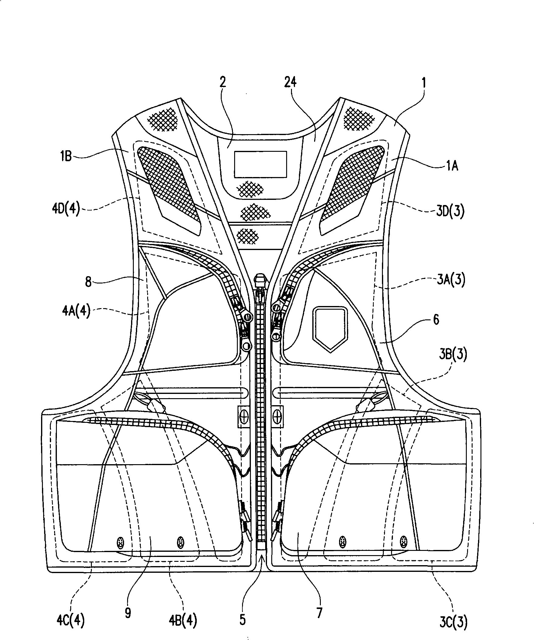 Upper garment for fishing with buoyancy material