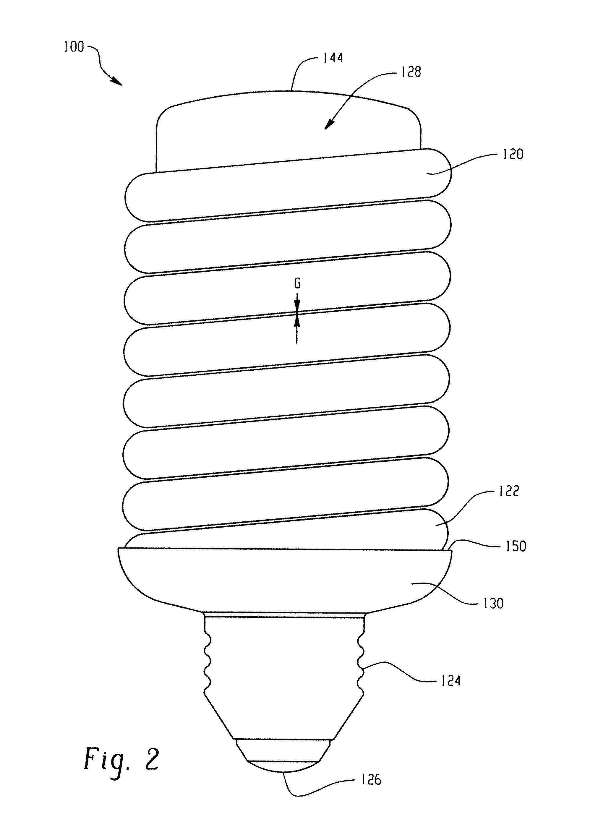 Compact fluorescent lamp with improved performance and size