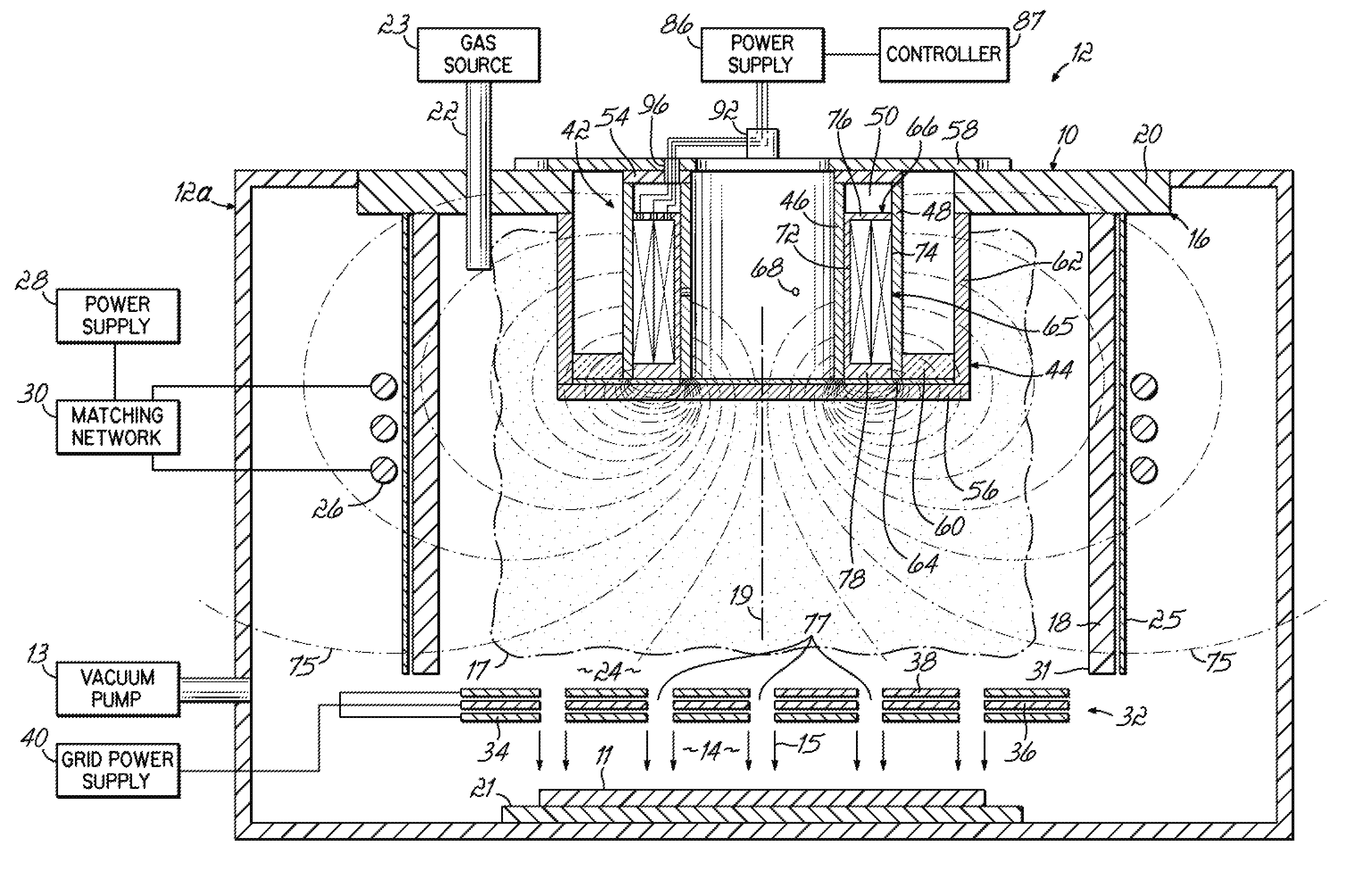 Ion sources and methods for generating an ion beam with a controllable ion current density distribution