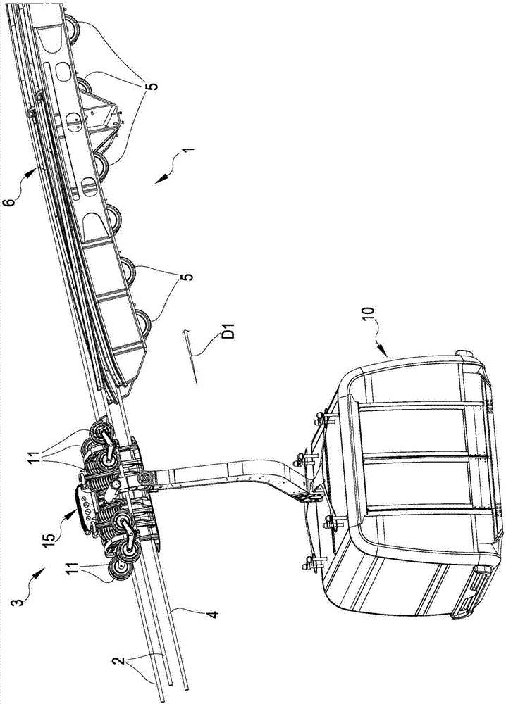 Shoe for a cable transportation system with at least one carrying cable