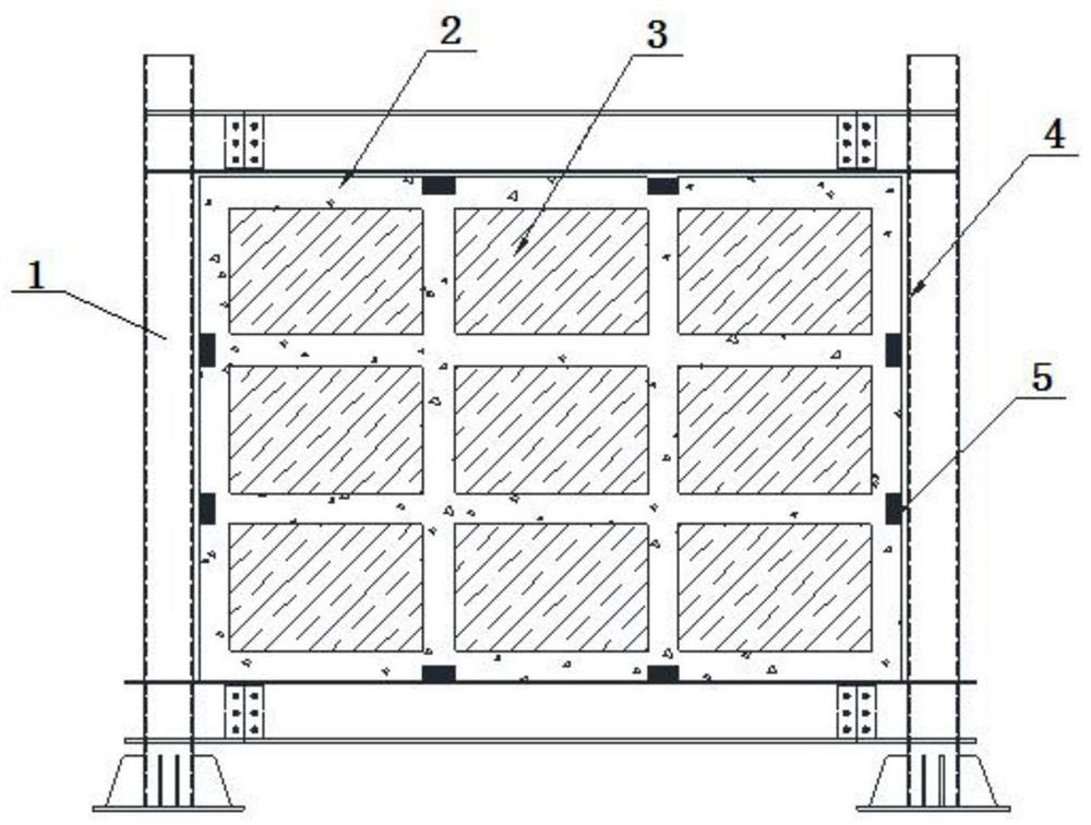 Wall body of steel frame filled with phosphogypsum-concrete composite wall and preparation method