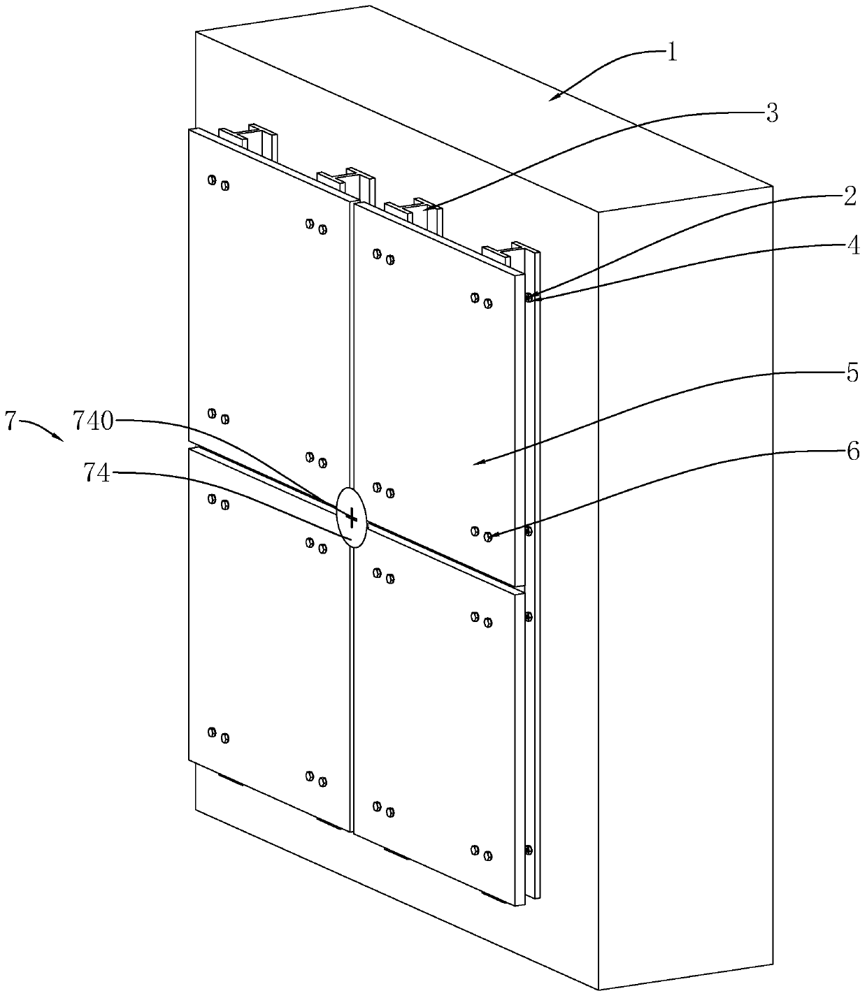 Curtain wall structure, curtain wall plate fixing device and curtain wall installation method