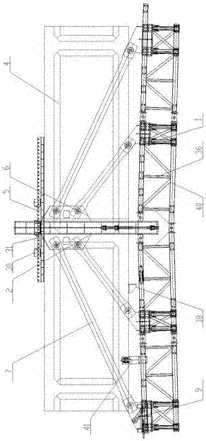 Hanging basket structure used in construction of reinforced concrete arch bridge