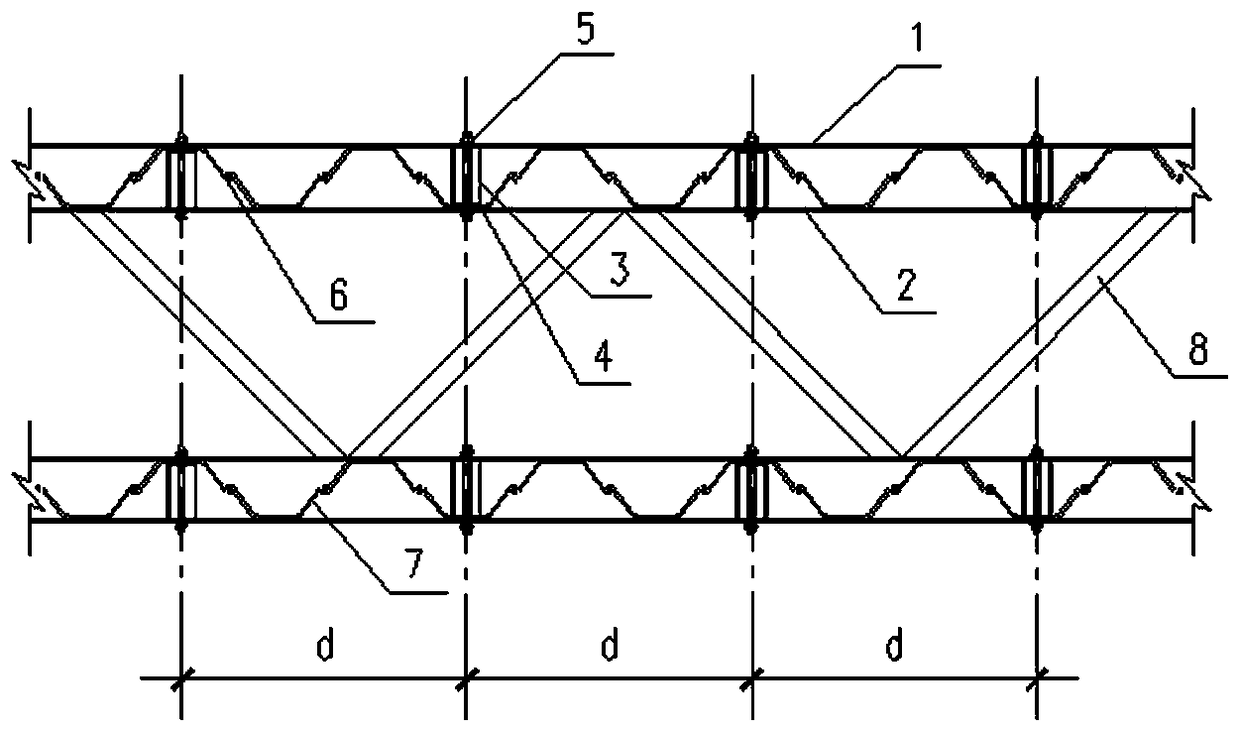Double-row larssen steel sheet pile rigid-frame beam and mounting method thereof