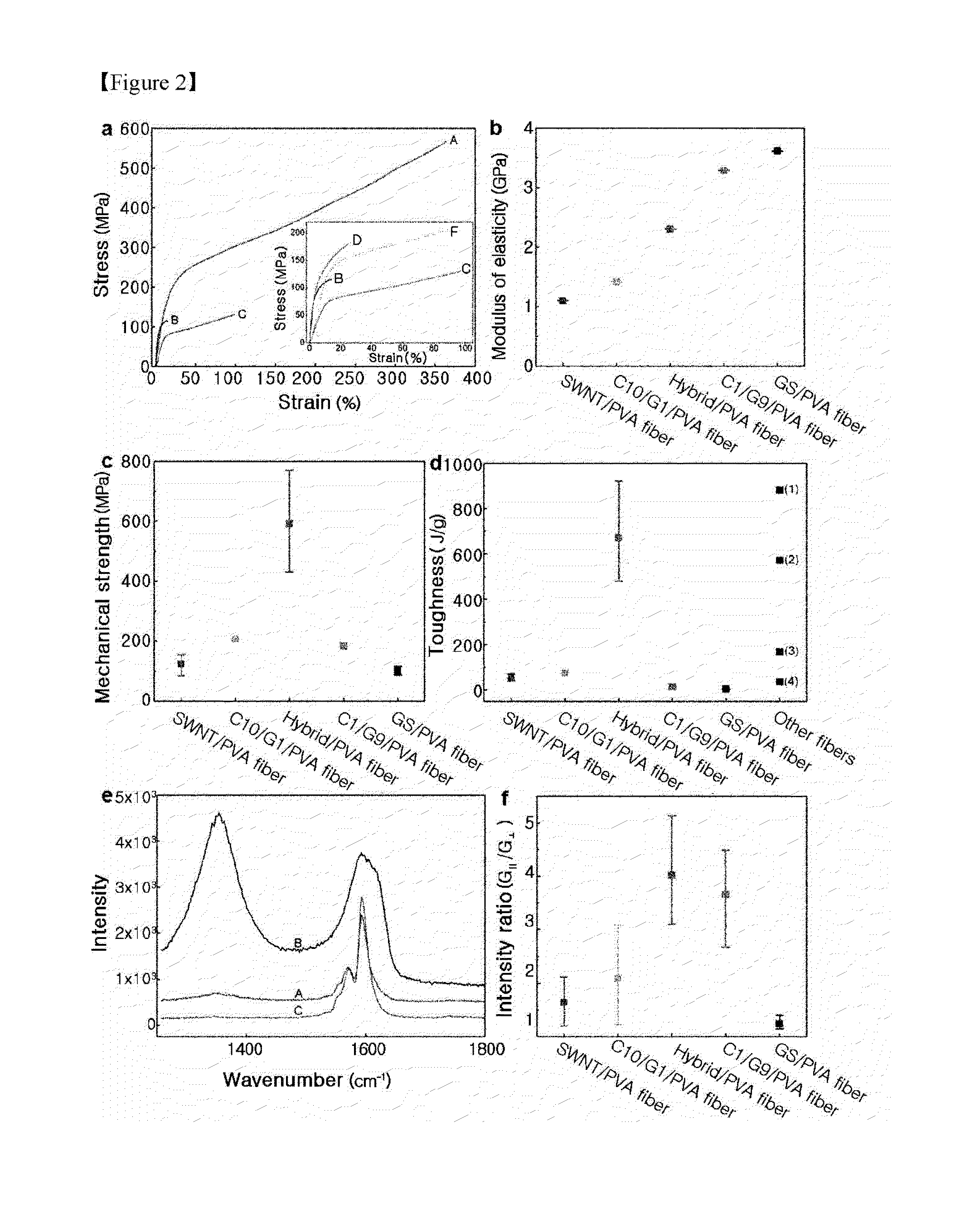 Hybrid polymer composite fiber including graphene and carbon nanotube, and method for manufacturing same