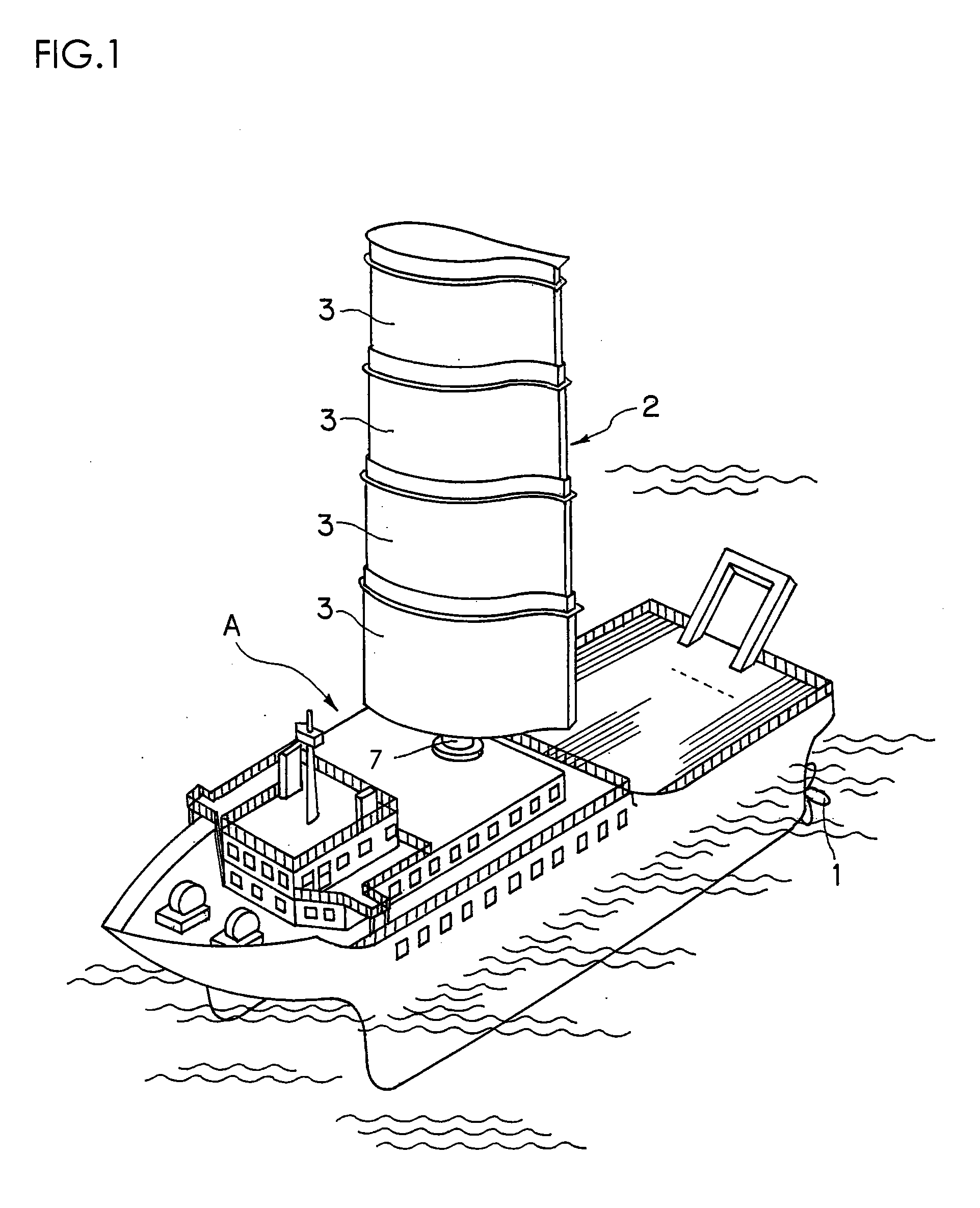 Sailing ship equipped with a hard sail