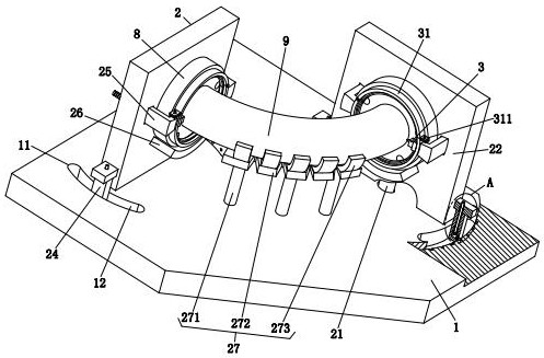 An elbow joint flange welding forming machine