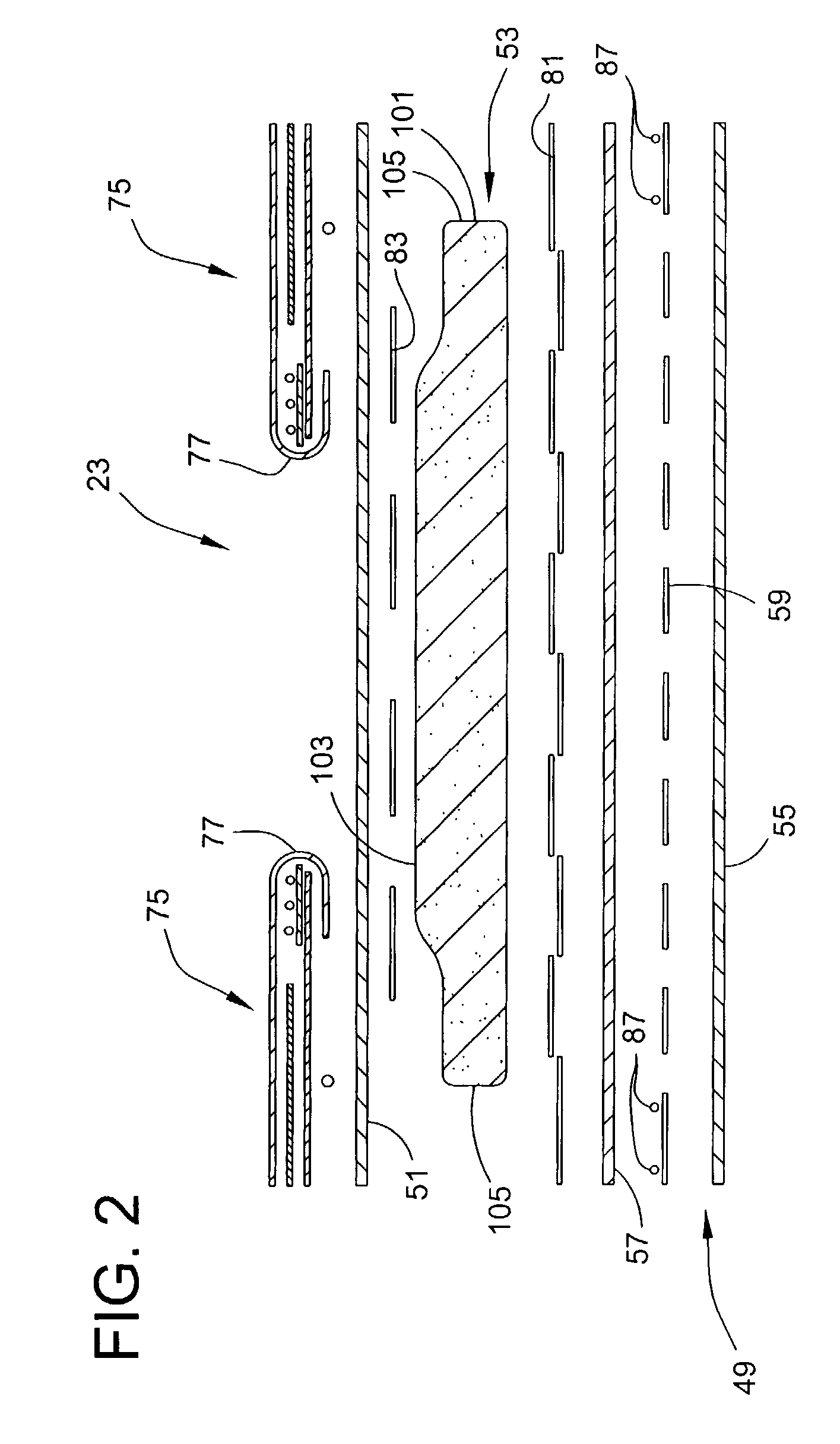 Absorbent article with stabilized absorbent structure having non-uniform lateral compression stiffness