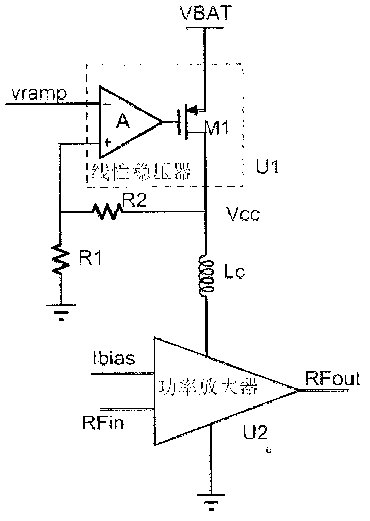 Circuit capable of conducting power compensation through bias current in radio frequency power amplifier