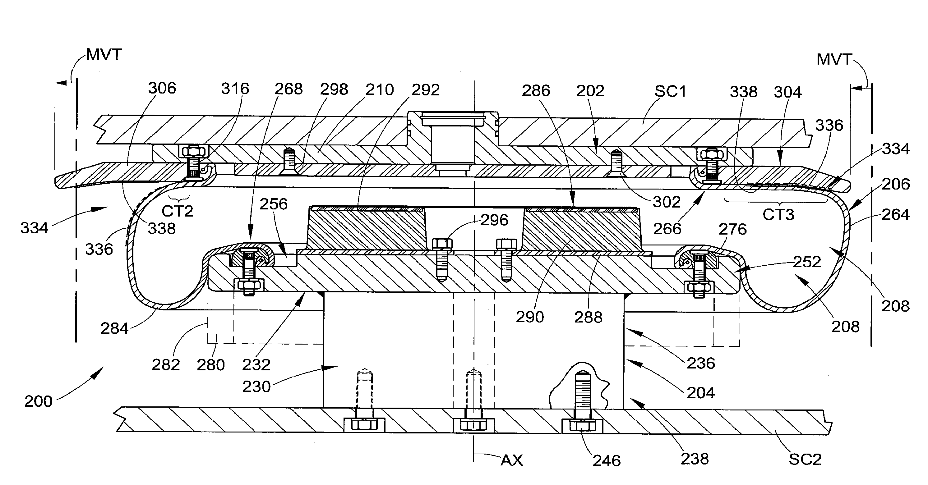 Lateral support element, gas spring assembly and method