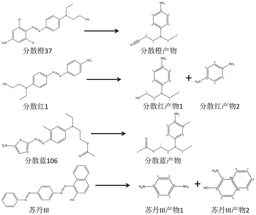 Sample pretreatment and detection method for detecting aromatic amine reduced by azo dye