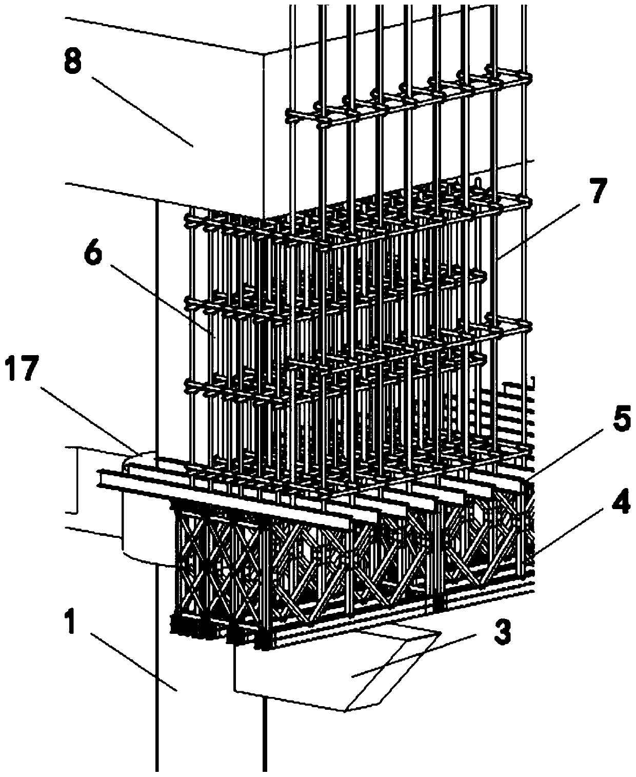 Super-heavy overhanging suspension member supporting system of super high-rise residential building conversion layer and construction method of super-heavy overhanging suspension member supporting system