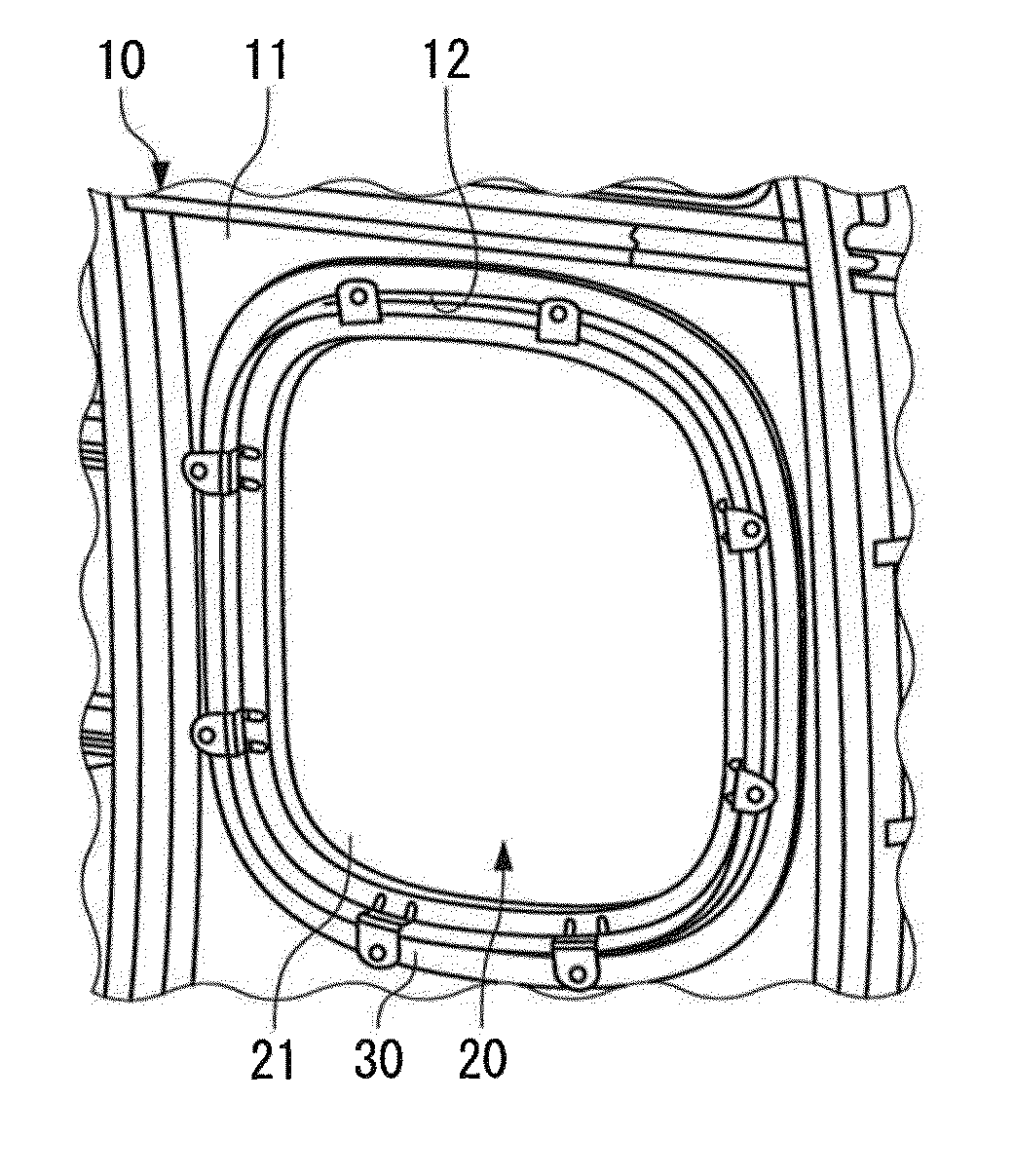 Window of aircraft, closing member for opening and gasket seal