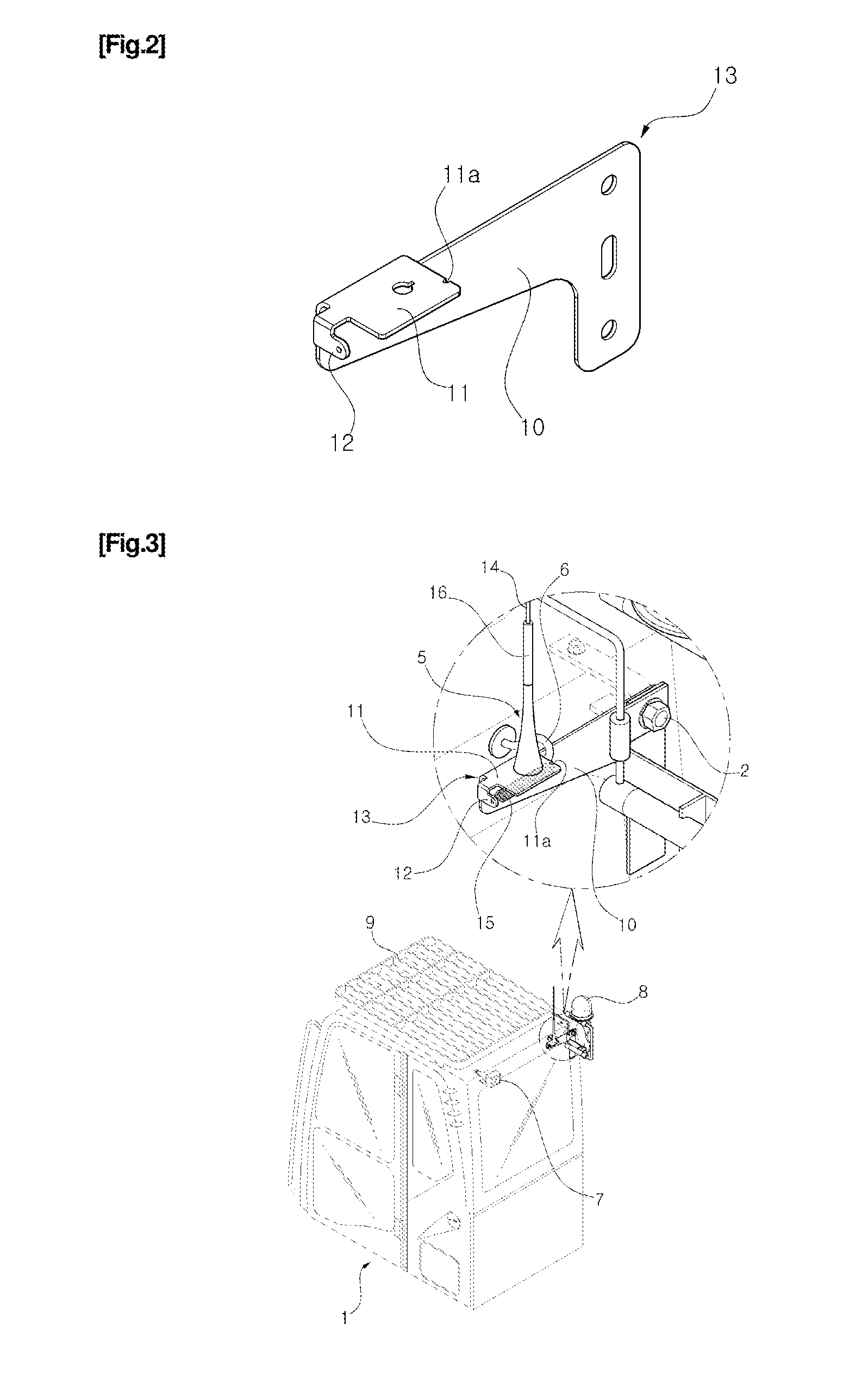 Device for fixing a satellite antenna for construction equipment