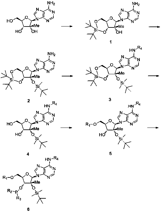 2'-C-methyl adenosine phosphoramidite monomer and synthesis method thereof