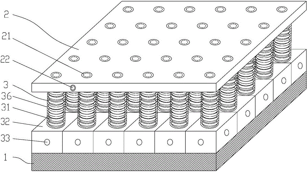 Gradient individually-adjustable three-dimensional air cushion structure for sectional backbone drawing bed