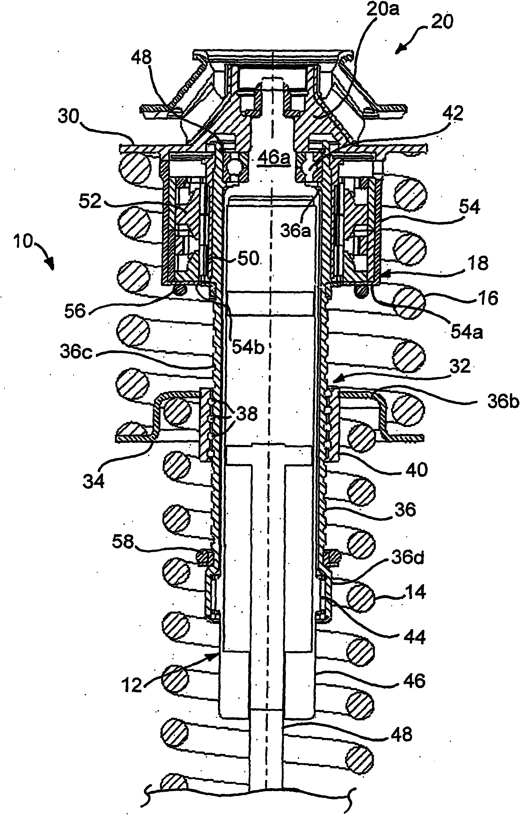 Spring strut arrangement for wheel suspensions of motor vehicles