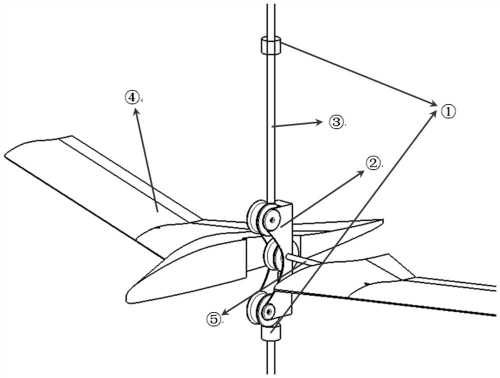 Free-flying support device in full-span flying wing body degree of freedom flutter wind tunnel test