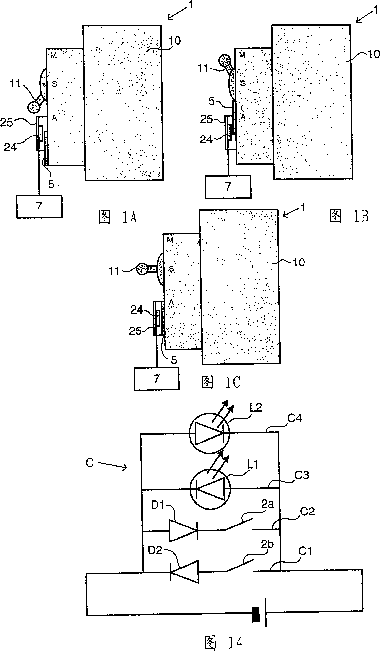 Device for detecting the three states of a circuit breaker