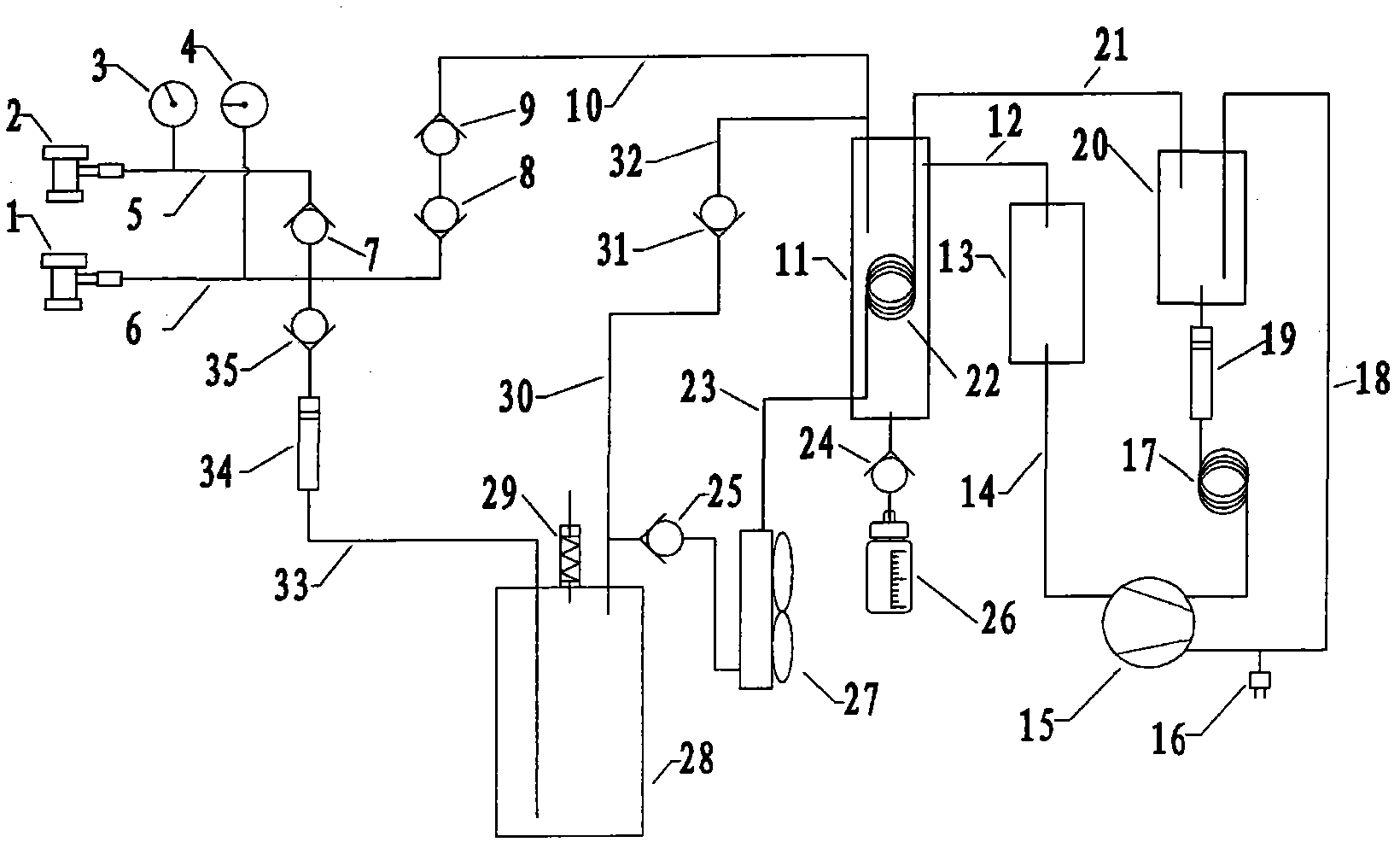Pressure adjustment device of vehicle air conditioner