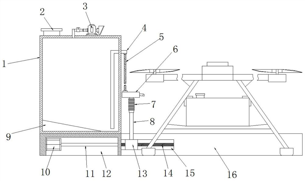 Liquid adding device for agricultural unmanned aerial vehicle